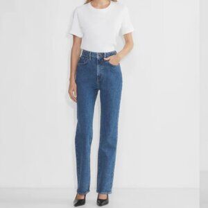 Denim Forum Rowan Super Hi-Rise Straight Jean Comfort Stretch Light Blue 32 32L